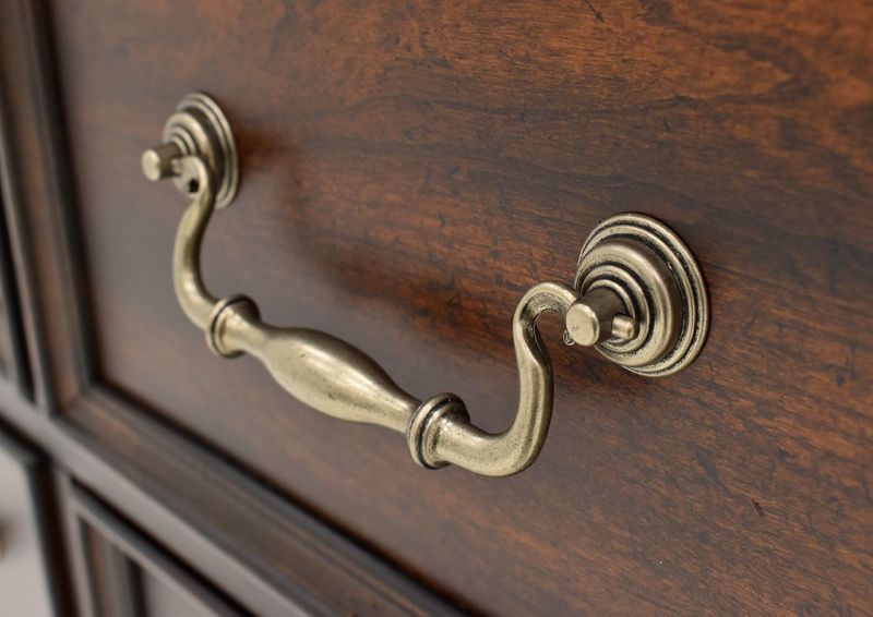 Cherry Brown Devonshire Chest of Drawers by Avalon Showing the Drawer Pull | Home Furniture Plus Bedding