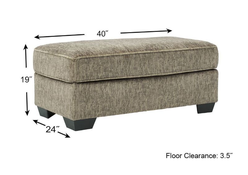 Chocolate Brown Olin Ottoman by Ashley Furniture Showing the Dimension Details | Home Furniture Plus Bedding