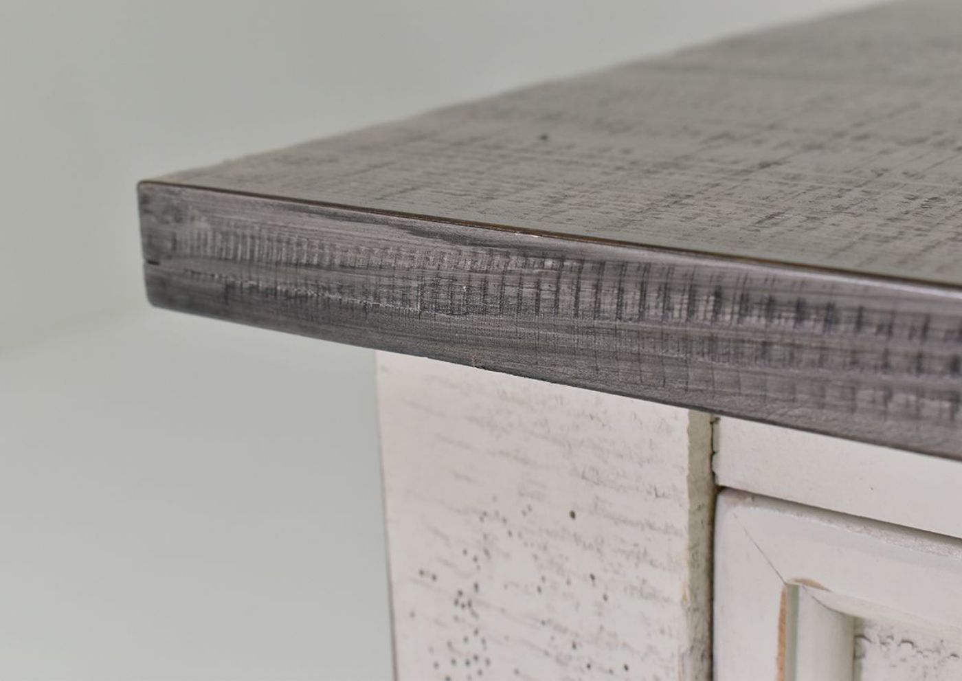 Off White Stone 60 Inch TV Stand by International Furniture Showing the Two-Tone Finish Detail | Home Furniture Plus Bedding