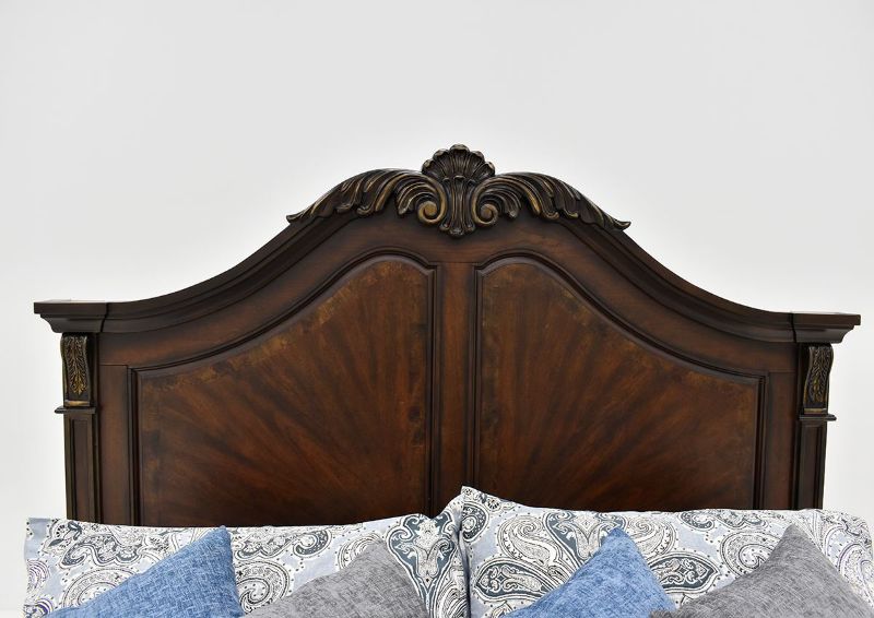 Cherry Brown Devonshire Queen Size Panel Bed Set by Avalon Showing the Headboard Front View | Home Furniture Plus Bedding