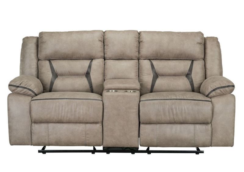Taupe Brown Engage Reclining Loveseat by Lane Home Furnishings Showing the Front View , Made in the USA | Home Furniture Plus Bedding