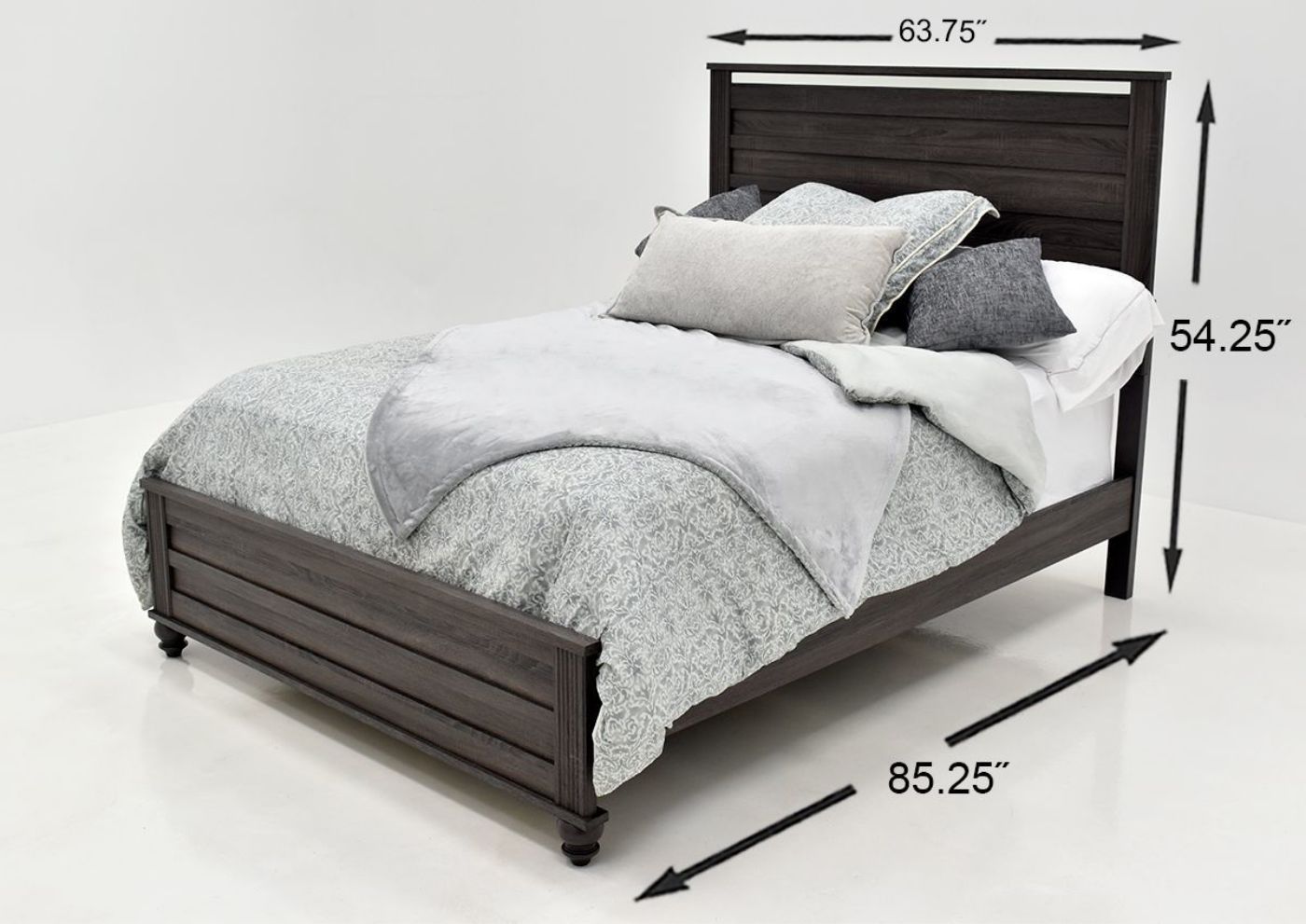 Gaston Queen Size Bed by Crown Mark in Gray Finish dimensions | Home Furniture Plus Bedding