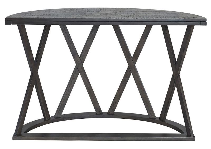 Dark Gray Sharzane Sofa Table by Ashley Furniture Showing the Back View | Home Furniture Plus Bedding