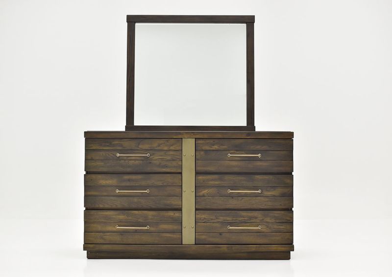 Brown Edison Dresser with Mirror by Bernard Furniture Showing the Front View | Home Furniture Plus Bedding