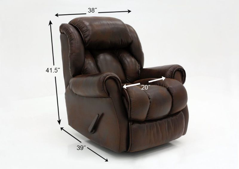 Brown Cody Rocker Recliner by Homestretch Showing the Dimensions | Home Furniture Plus Mattress