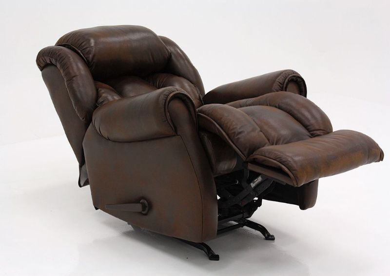 Brown Cody Rocker Recliner by Homestretch at an Angle Fully Reclined | Home Furniture Plus Mattress
