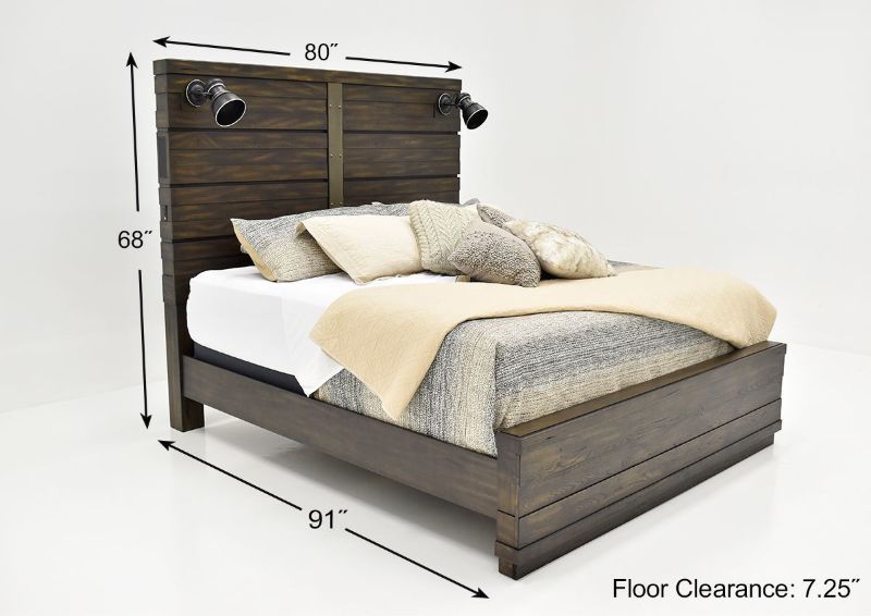 Brown Edison King Size Panel Bed by Bernard Furniture Showing the Dimensions | Home Furniture Plus Bedding