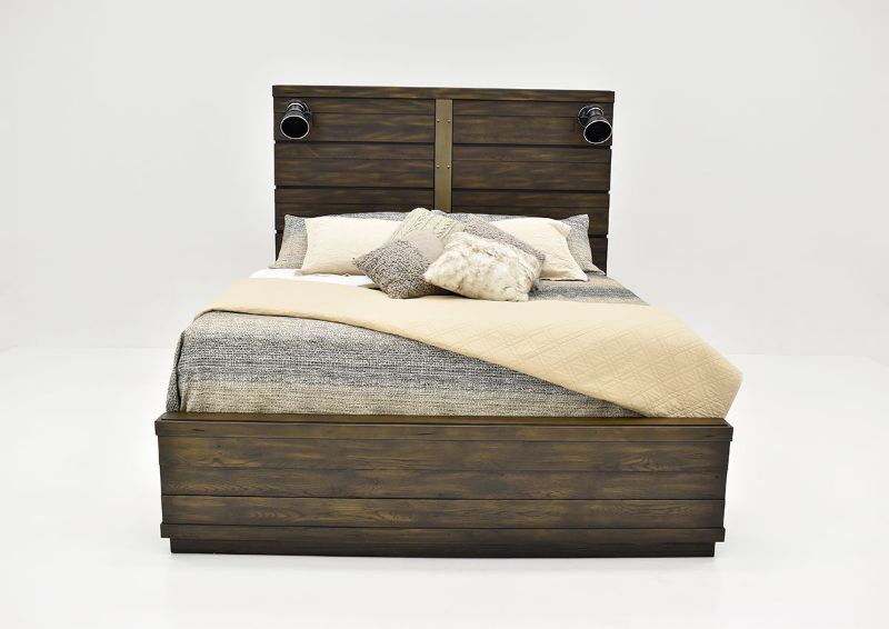Brown Edison King Size Panel Bed by Bernard Furniture Showing the Front View | Home Furniture Plus Bedding