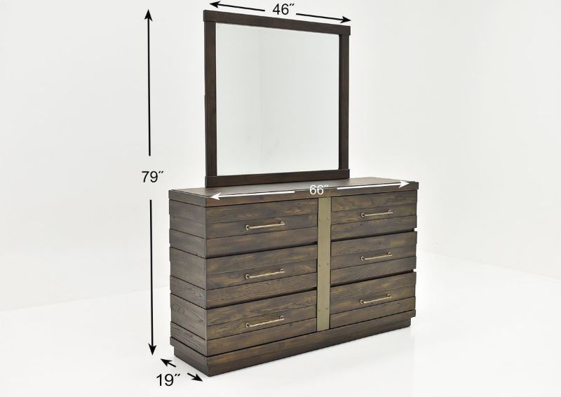 Brown Edison Dresser with Mirror by Bernard Furniture Showing the Dimensions | Home Furniture Plus Bedding