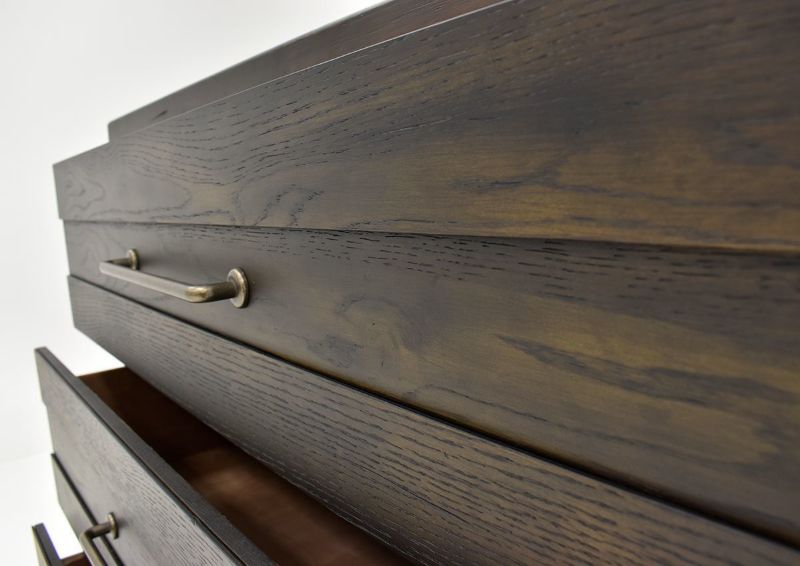 Brown Edison King Size Panel Bedroom Set by Bernard Furniture Showing the Drawer Front Detail | Home Furniture Plus Bedding