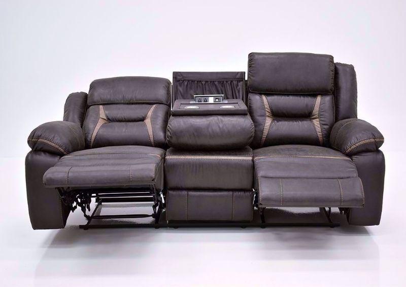 Chocolate Brown Engage Reclining Sofa by Lane Home Furnishings Front Facing with Both Recliners Open | Home Furniture Plus Bedding