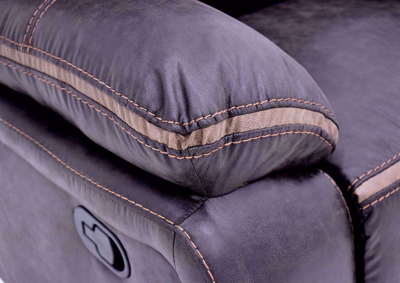 Engage Swivel Glider Recliner Close Up of Arm Cushion and Welt Accents | Home Furniture Plus Bedding