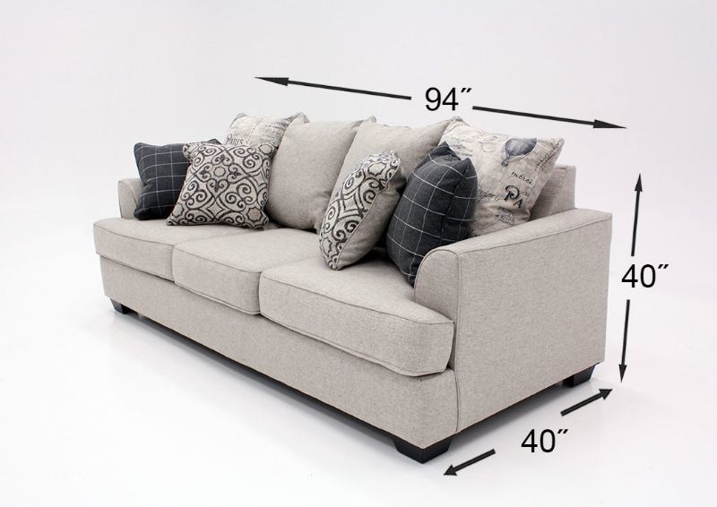 Dimension Details for the Velletri Sofa by Ashley with Cream Upholstery | Home Furniture + Mattress