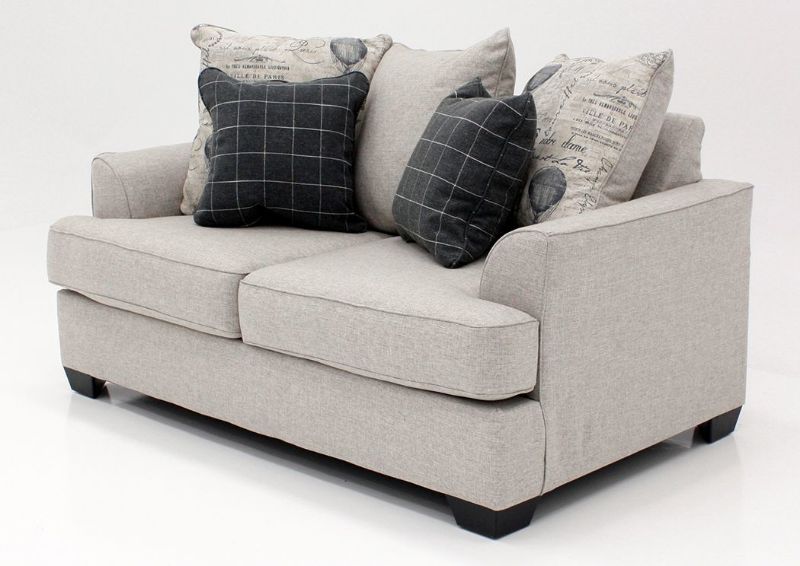 Slightly Angled View Velletri Loveseat with Accent Pillows by Ashley with Cream Upholstery | Home Furniture + Mattress