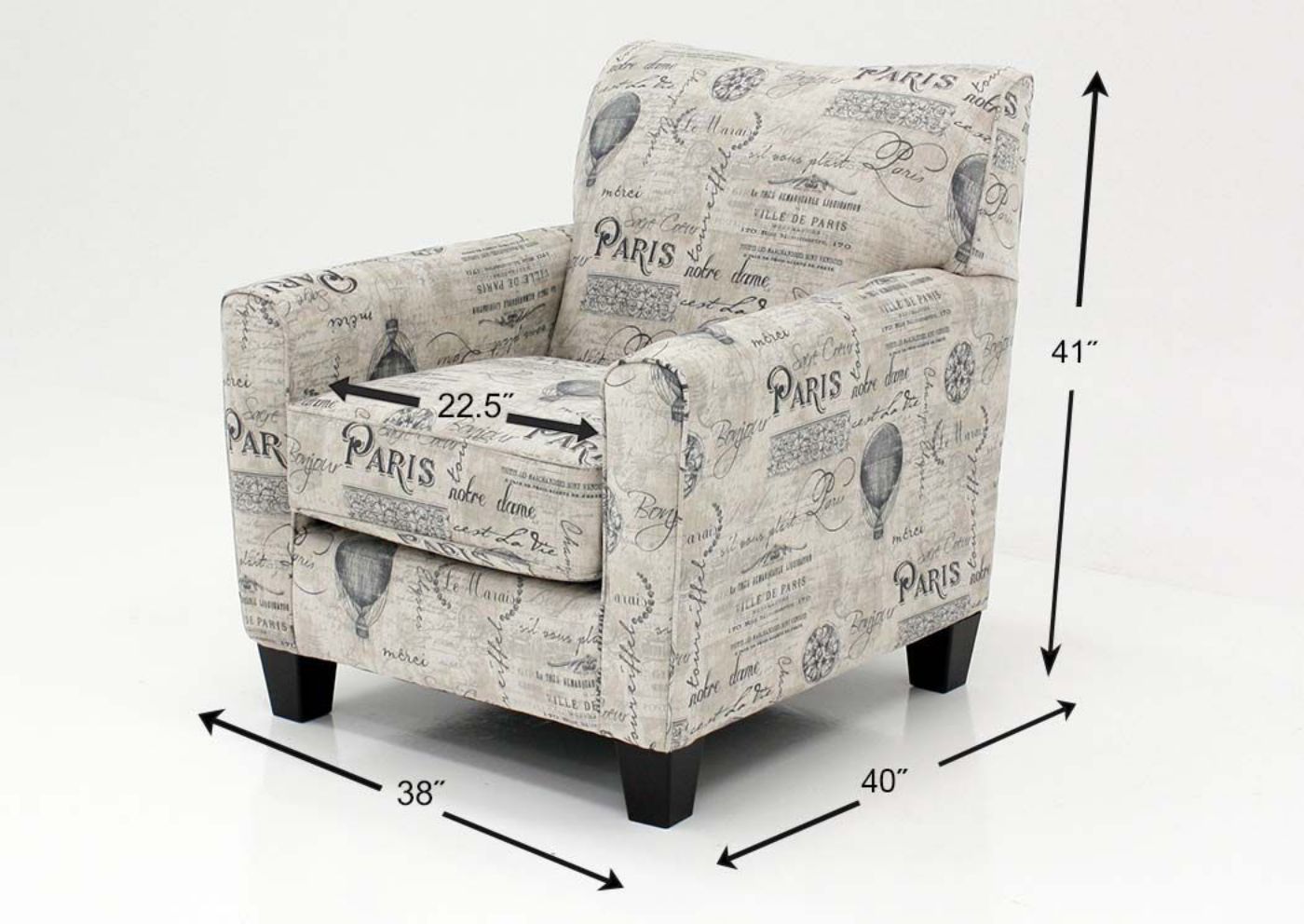 Side View with Dimension Details of the Velletri Accent Chair by Ashley | Home Furniture Plus Bedding