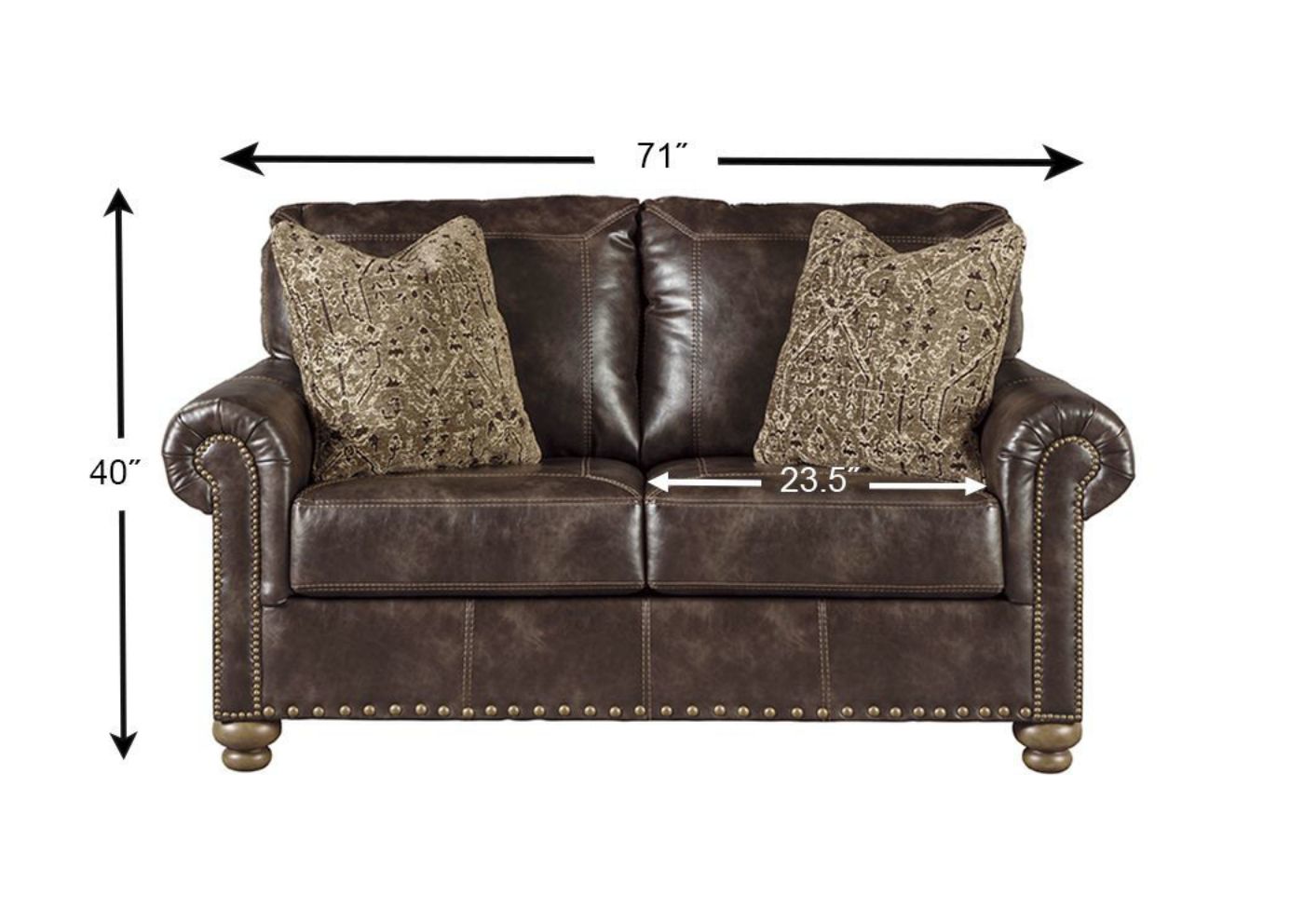 Dimension Details for Nicorvo Loveseat by Ashley | Home Furniture + Mattress