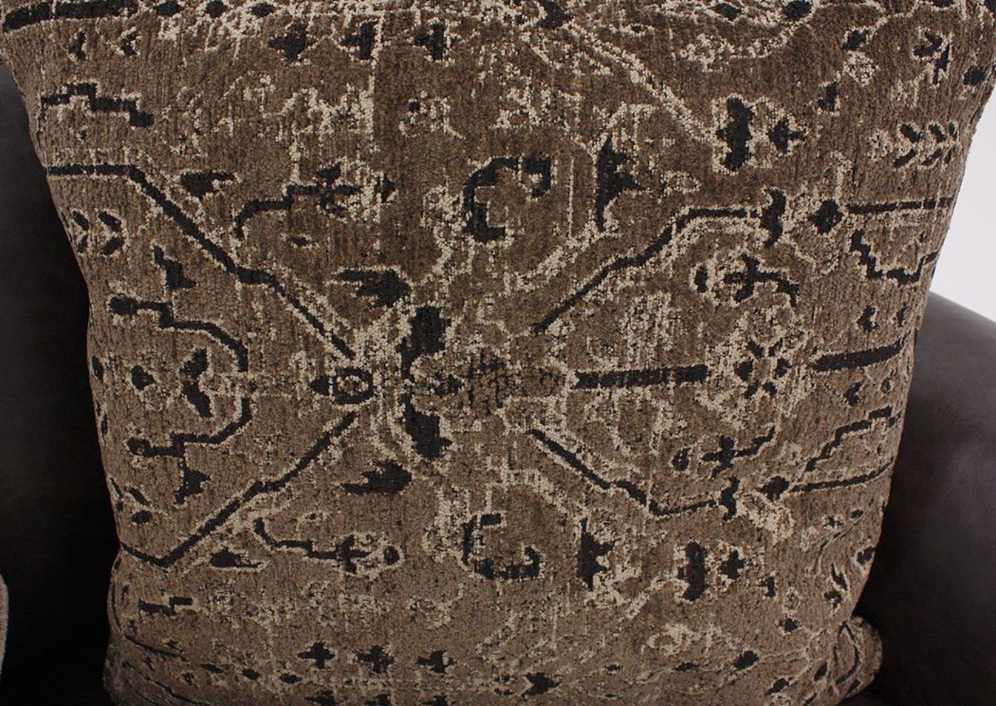 Light Brown Patterned Fabric with Hints of Dark Brown on Nicorvo Loveseat by Ashley | Home Furniture + Mattress
