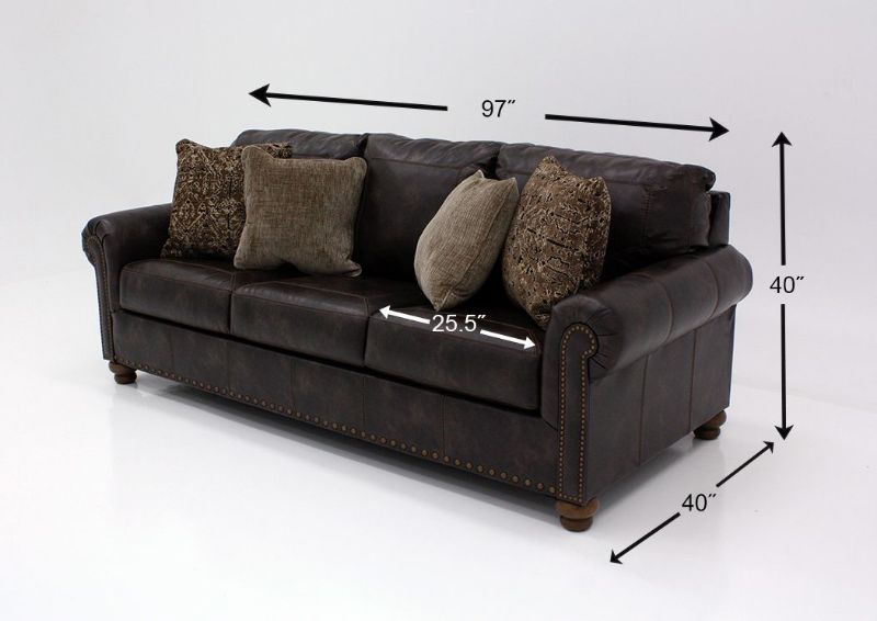 Image with Dimensions of the Nicorvo Sleeper Sofa - Brown | Home Furniture Plus Bedding