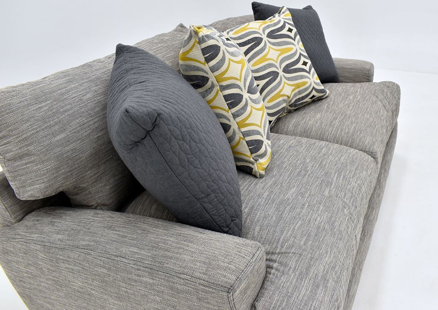 Gray Barton Sofa by Franklin Furniture Showing the Angle View, Made in the USA | Home Furniture Plus Bedding