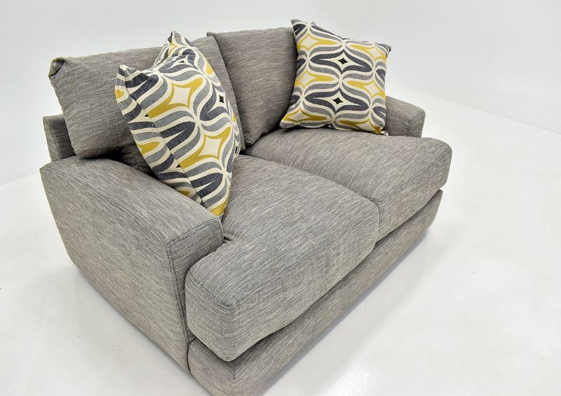 Gray Barton Loveseat by Franklin Furniture Showing the Angle View, Made in the USA | Home Furniture Plus Bedding