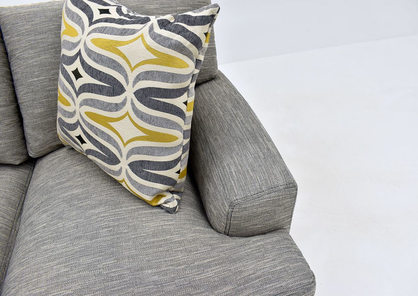Gray Barton Loveseat by Franklin Furniture Showing the Arm Detail, Made in the USA | Home Furniture Plus Bedding