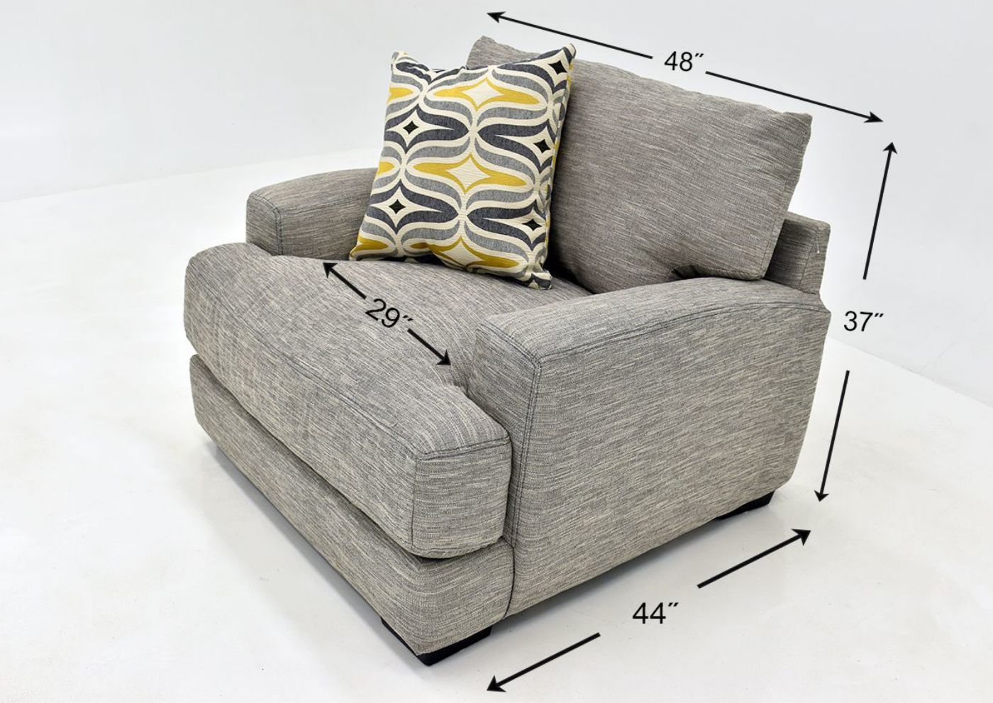 Gray Barton Chair by Franklin Furniture Showing the Dimensions, Made in the USA | Home Furniture Plus Bedding