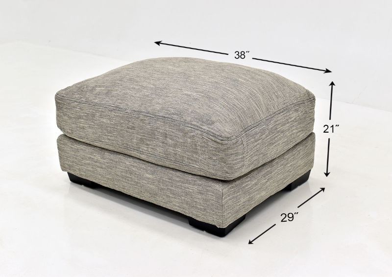 Gray Barton Small Ottoman by Franklin Furniture Showing the Dimensions, Made in the USA | Home Furniture Plus Bedding
