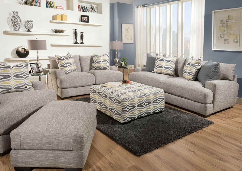 Fog Gray Barton Sofa Set by Franklin Furniture Showing the Room View, Made in the USA | Home Furniture Plus Bedding