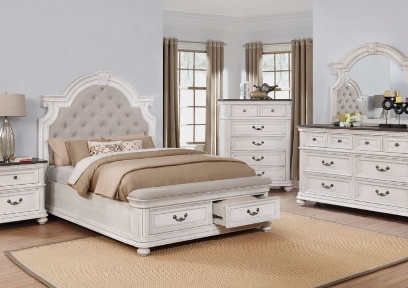 White Keystone King Size Bedroom Set by Avalon Showing the Room Setting | Home Furniture Plus Bedding
