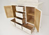 White Chalet Dresser with Mirror by Vintage Furniture Showing the Angle View With the Doors and Drawers Open | Home Furniture Plus Bedding