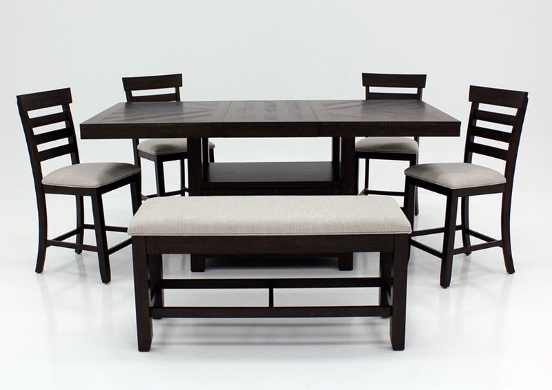 Dark Brown Colorado 6 Piece Counter Height Table Set Facing Front | Home Furniture Plus Bedding
