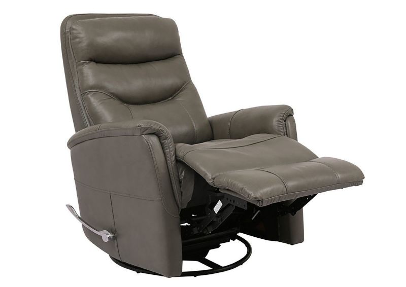 Ice Gray Gemini Swivel Glider Recliner by Parker House Showing the Front View With the Chaise Open | Home Furniture Plus Bedding