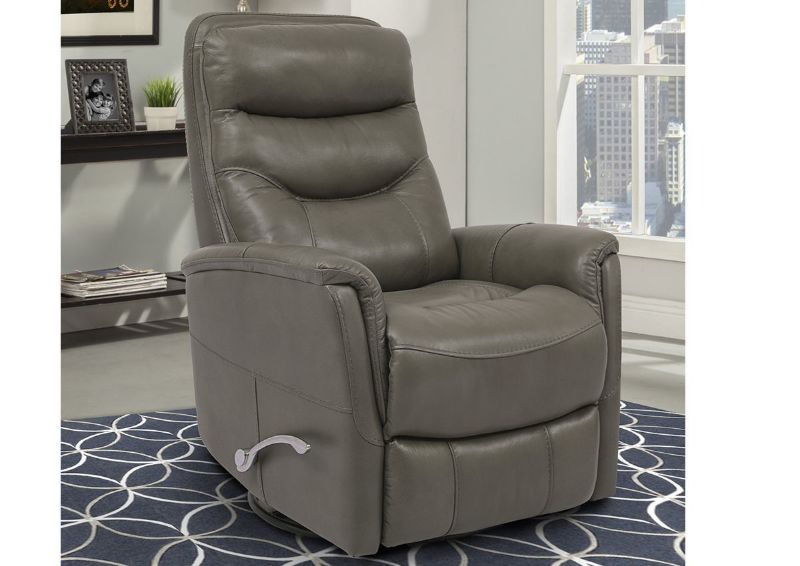 Ice Gray Gemini Swivel Glider Recliner by Parker House Showing the Front View in a Room Setting | Home Furniture Plus Bedding