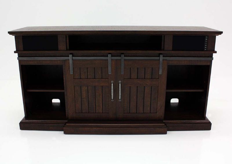 Hemson TV Stand With Fireplace, Brown, Front, Doors Closed | Home Furniture Plus Bedding Facing