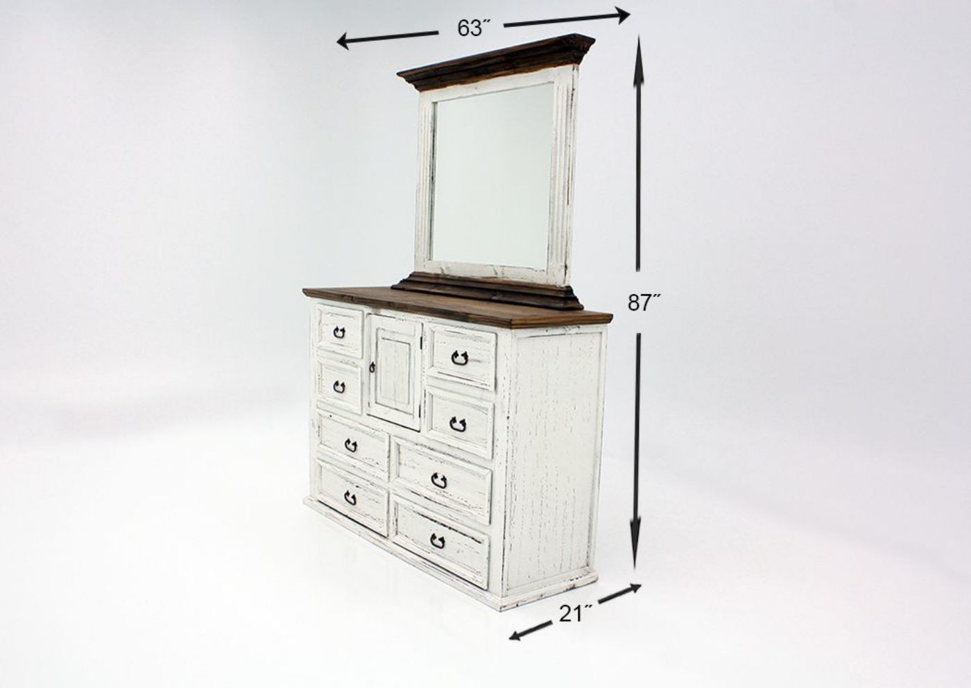 Chateau Dresser with Mirror, White, Dimensions | Home Furniture Plus Bedding