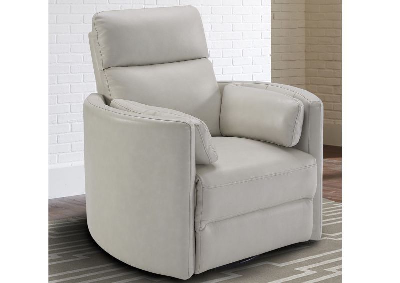 Ivory White Radius POWER Leather Recliner by Parker House Furniture Showing the Angle View in a Room Setting | Home Furniture Plus Bedding