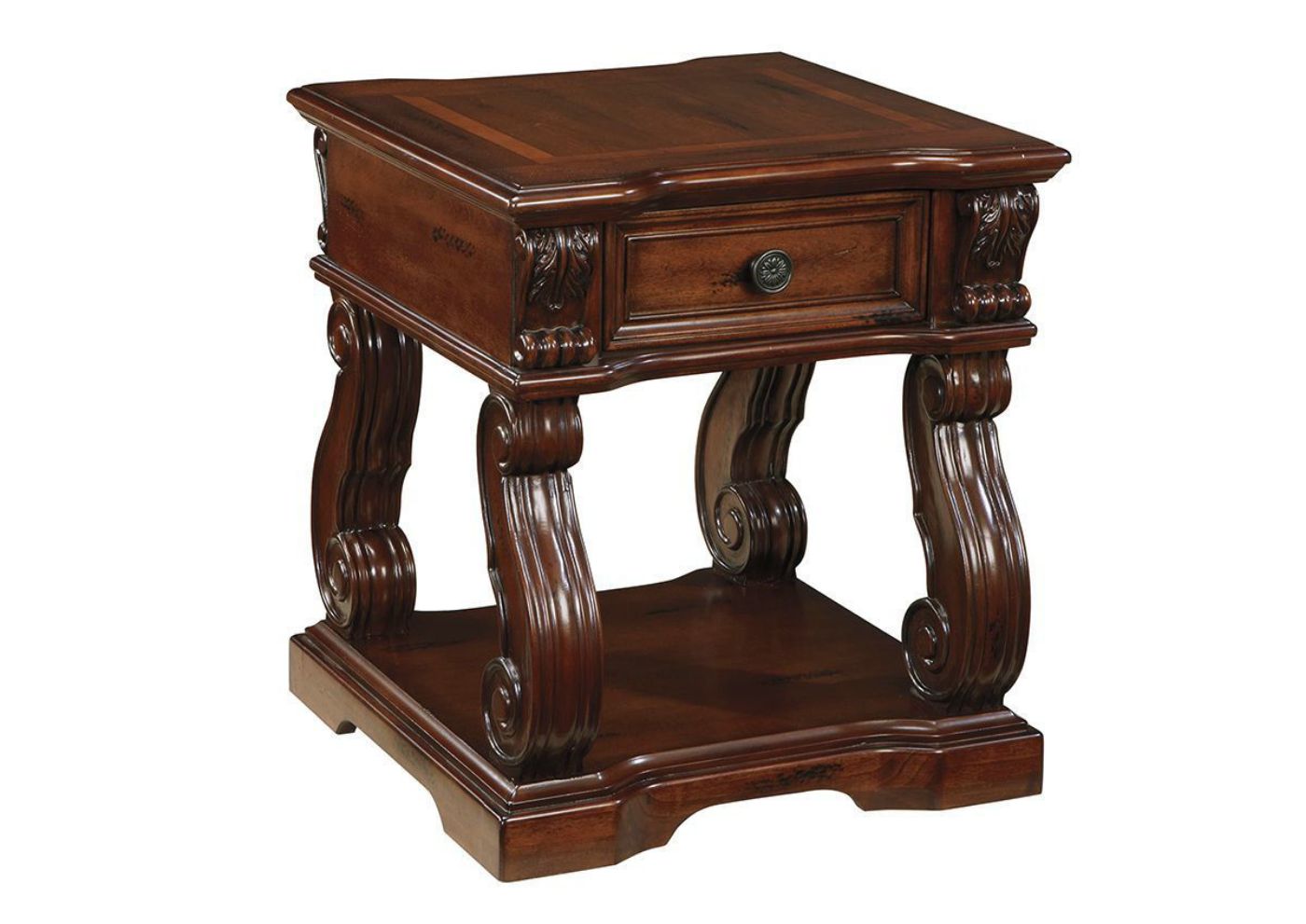 Slightly Angled View of the Alymere End Table by Ashley Furniture | Home Furniture Plus Bedding