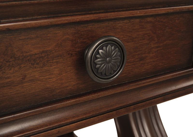 Close Up of the Drawer Front On the Alymere End Table by Ashley Furniture | Home Furniture Plus Bedding