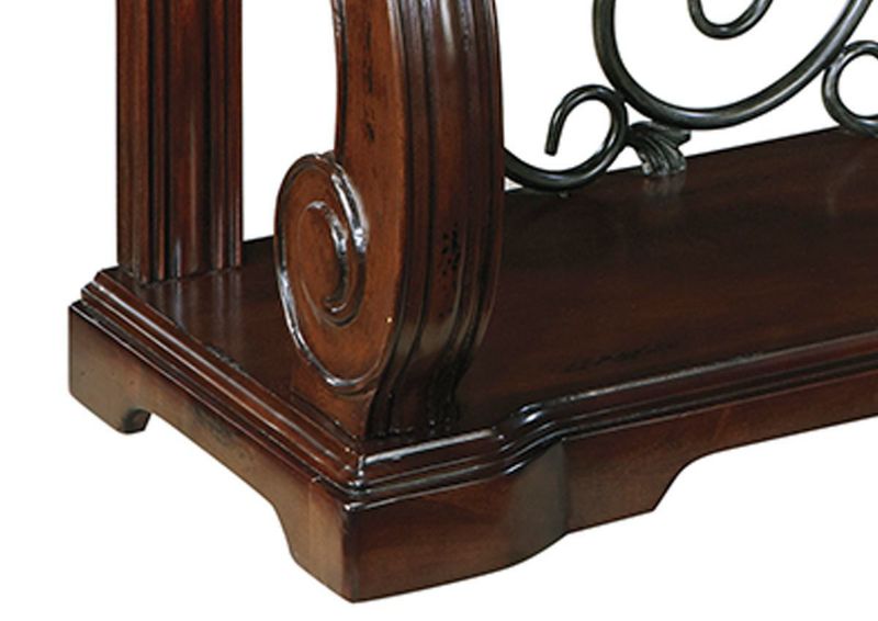 Close Up of the Base with Accents on the Alymere Sofa or Console Table by Ashley Furniture | Home Furniture Plus Bedding
