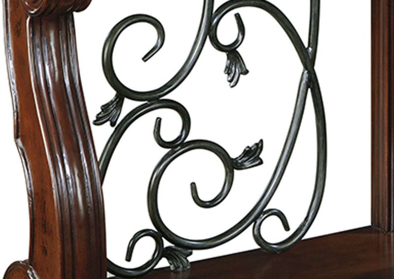 Close Up of the Scrolled Metal Accents on the Base of the Alymere Sofa or Console Table by Ashley Furniture | Home Furniture Plus Bedding