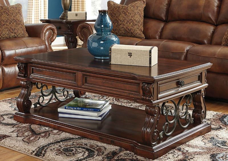 Alymere Lift Top Coffee Table with With Table Top in a Room Setting by Ashley Furniture | Home Furniture Plus Bedding