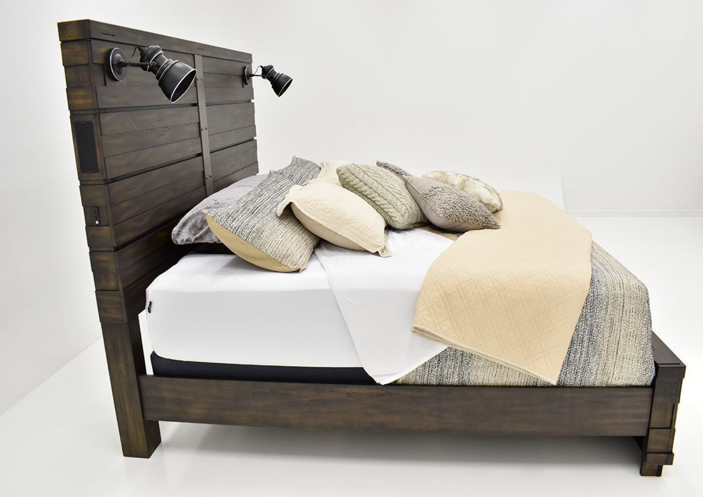 Brown Edison Queen Size Panel Bed by Bernard Furniture Showing the Side View | Home Furniture Plus Bedding