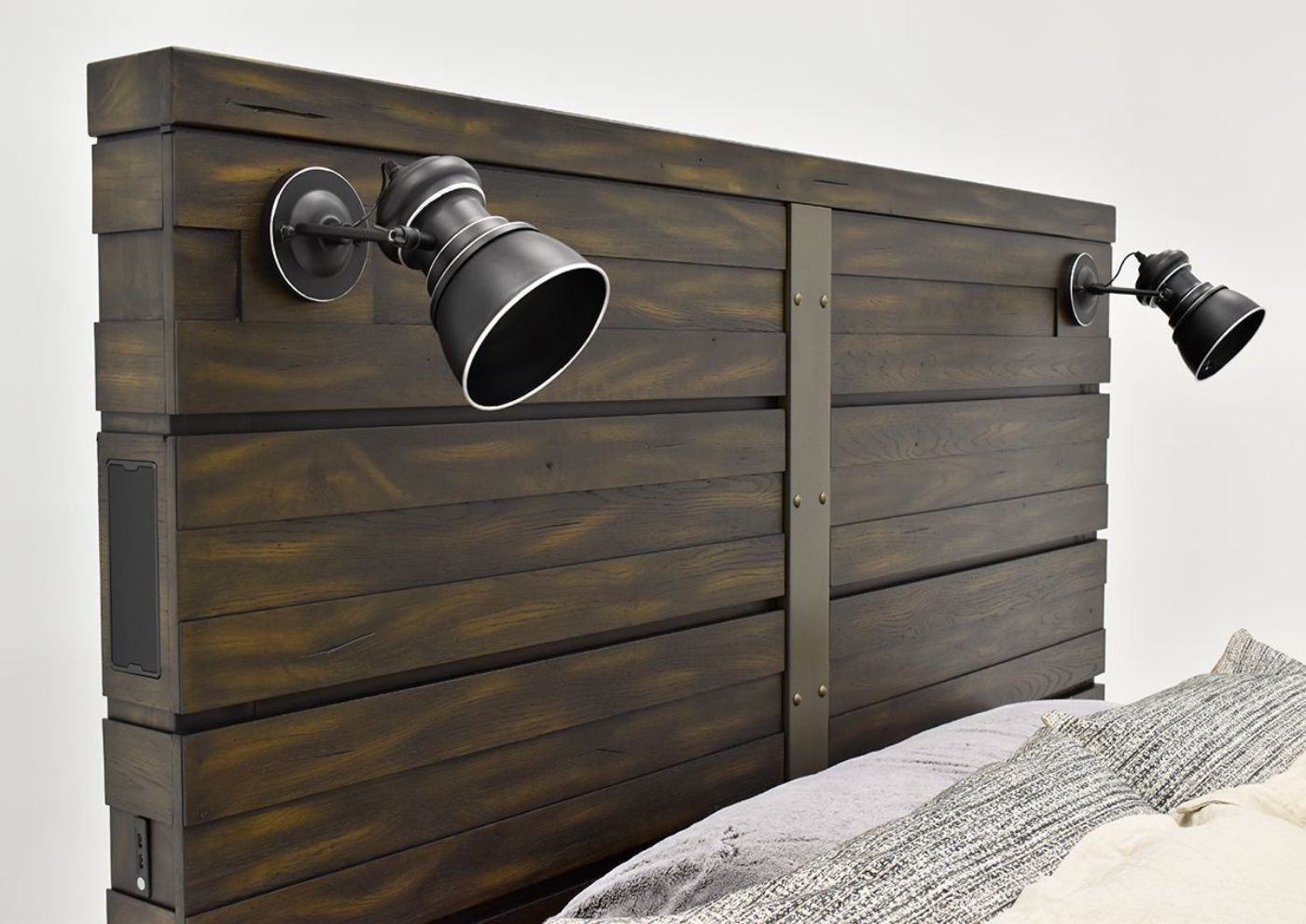 Brown Edison Queen Size Panel Bed by Bernard Furniture Showing the Headboard Detail | Home Furniture Plus Bedding