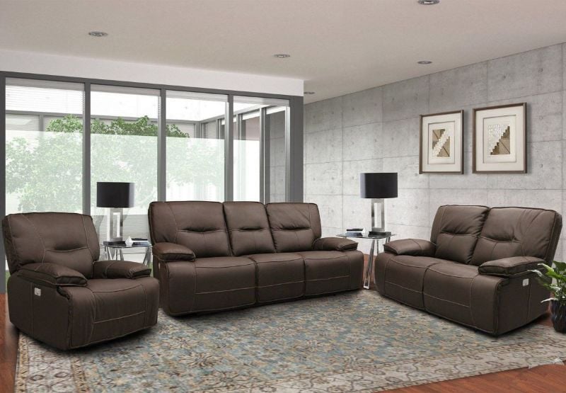 Dark Brown Spartacus POWER Reclining Sofa Set Including Sofa, Loveseat and Chair | Home Furniture Plus Bedding
