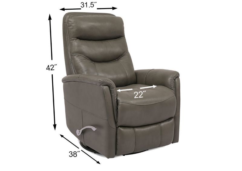 Dimension Details on the Ice Gray Gemini Swivel Glider Recliner by Parker House Showing the Angle View | Home Furniture Plus Bedding