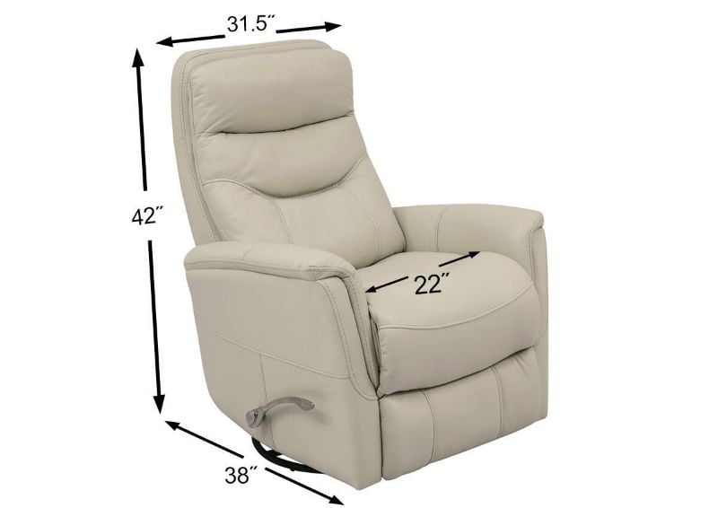 Dimension Dettails on the 	Ivory White Gemini Leather Glider Recliner by Parker House | Home Furniture Plus Bedding