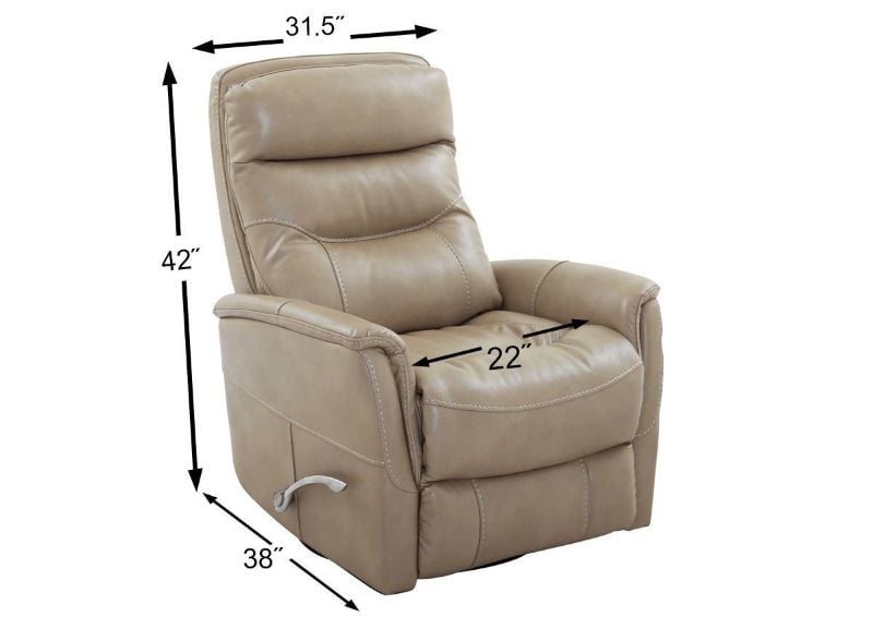 Dimension Details on the Linen Taupe Gemini Swivel Glider Recliner | Home Furniture Plus Bedding