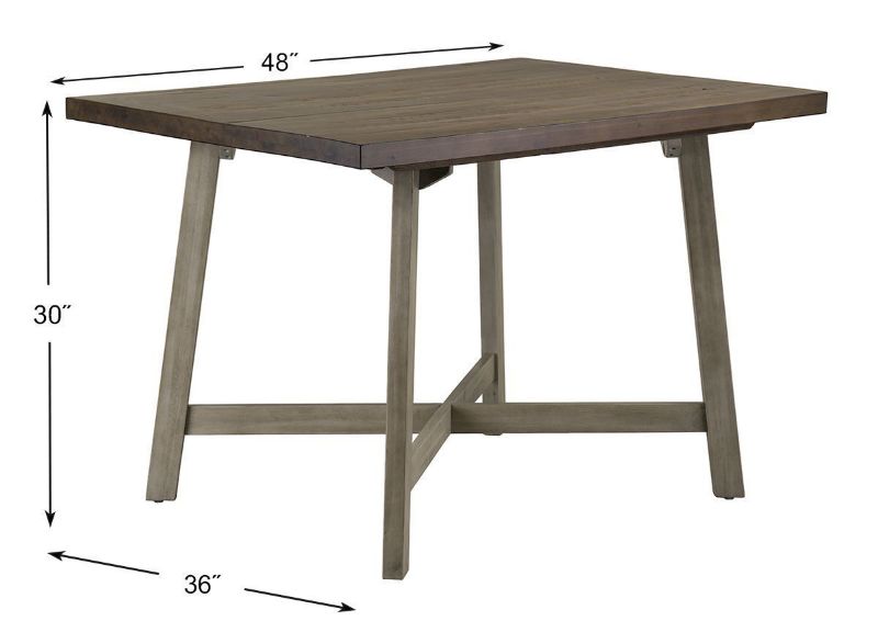 View of  Fairhaven Table with Dimension Details | Home Furniture Plus Bedding