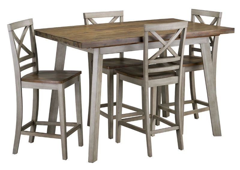 Angle View of the Fairhaven Bar Height Table and 4 Chairs | Home Furniture Plus Bedding