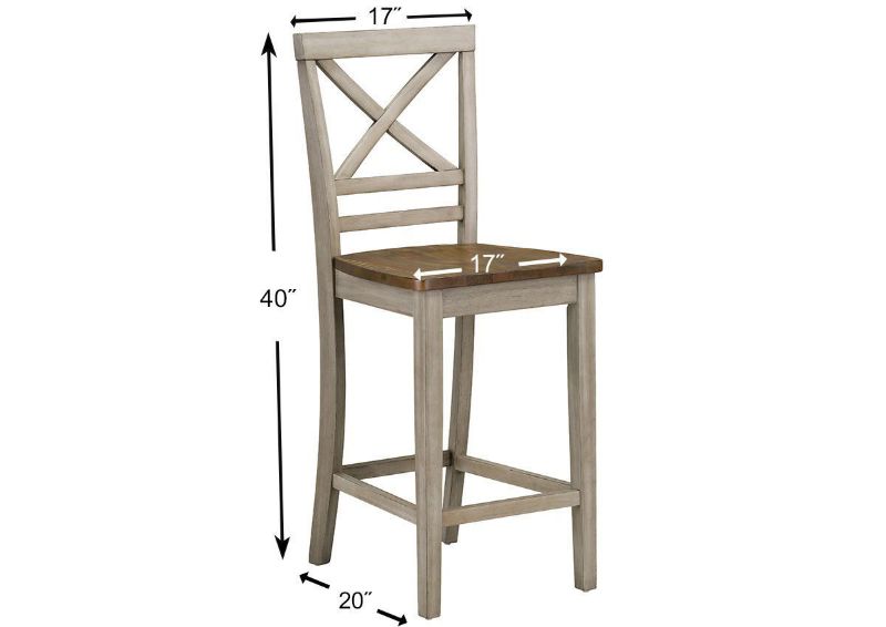Fairhaven Bar Height Chair with Dimension Details | Home Furniture Plus Bedding